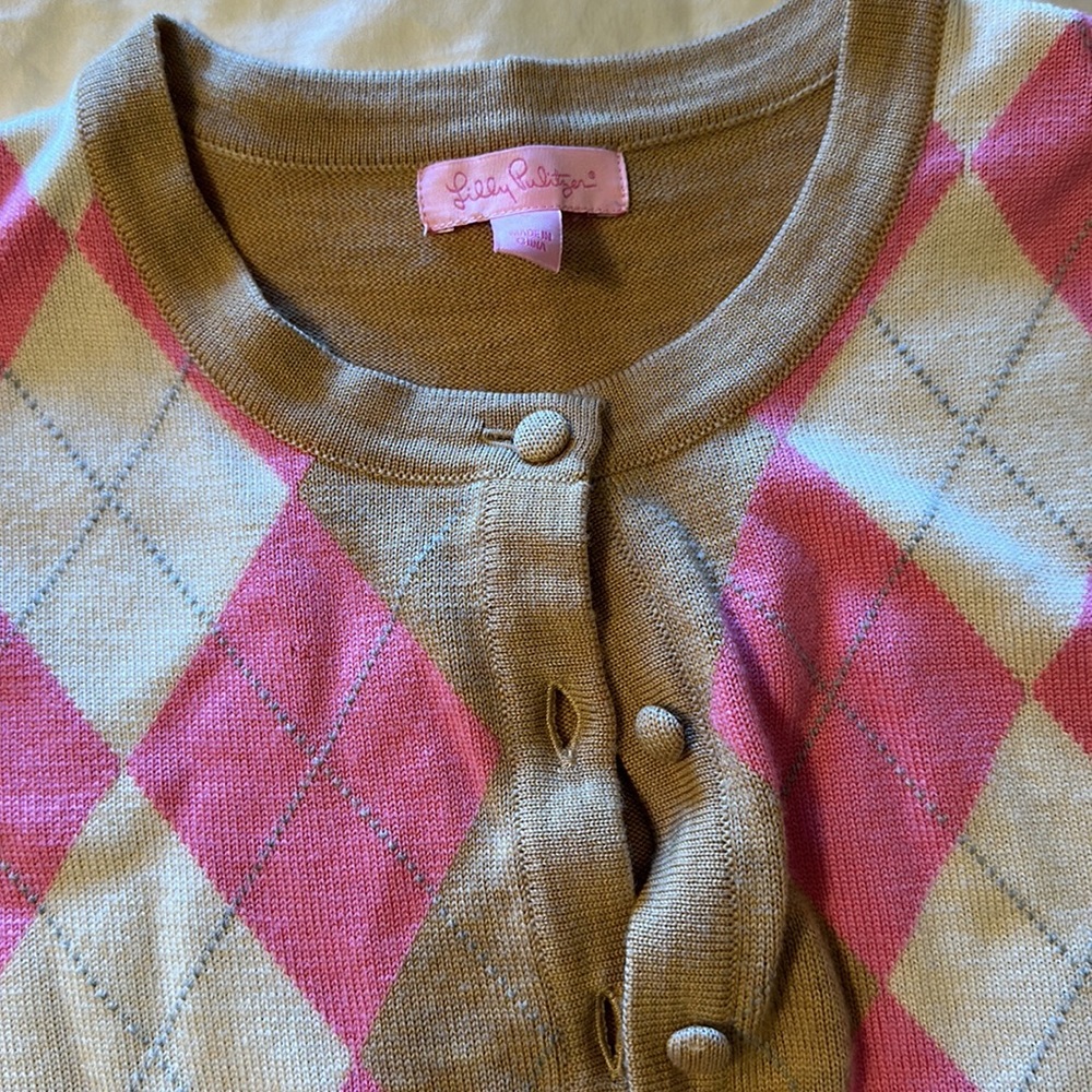 Lilly Pulitzer Cardigan Argyle Sweater - Picture 2 of 10
